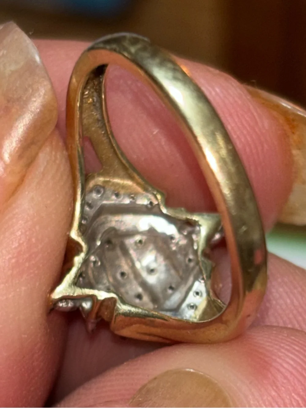 Vintage 10K Gold & Diamond Cocktail Ring